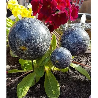 Pflanzstecker 3er Set aus Edelstahl mit Kugeln in anthrazit Beetstecker Gartenstecker
