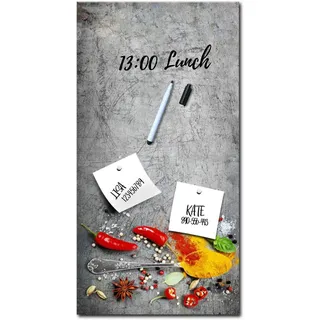 STYLER Memoboard Magnettafel Magnetpinnwand Magnetboard | Magnetwand zum Beschriften | Glas Küche Grau Gewürze Chilli Rot | Hingucker (Spoon, L (30 x 60 cm))