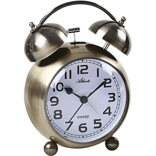 Atlanta Quarz Glockenwecker ohne Ticken, lauter Alarm, Licht, Gold - 2102/9