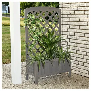 Melko Blumenkasten Rankkasten Blumenkasten Rankgitter Holz Grau 72x30x120 cm Rankhilfe (Stück), Rankhilfe grau