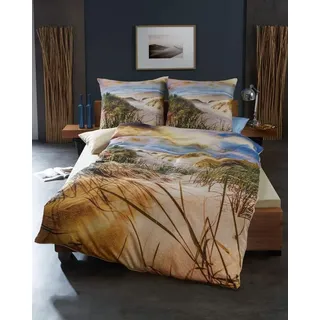 Kaeppel Mako Satin Bettwäsche Sand Meer Düne Natur 135x200 cm Natur - Bunt/Blau/Braun/Dunkelblau/Dunkelbraun/Gelb/Grün/Hellblau