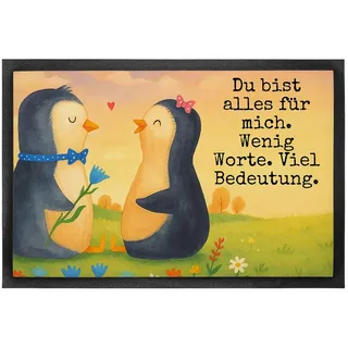 Mr. & Mrs. Panda Fußmatte Pinguin Pärchen Design, Bodenvorleger 40 x 60 cm, Weiß, Hochzeit, Tür, rechteckig, Höhe: 40 mm, Pinguin Große Liebe Fussmatte weiß Ø 60 cm x 60 cm x 60 cm x 40 mm