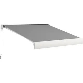 Outsunny Gelenkarmmarkise 3m Elektrische Markise mit Handkurbel & Fernbedienung, Balkonmarkise Sonnenschutz aus Aluminium in Hellgrau   Aosom.de