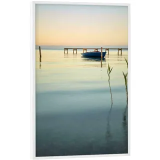 artboxONE Poster mit weißem Rahmen 60x40 cm Natur Stille am See - Bild Boot Boot Burgenland