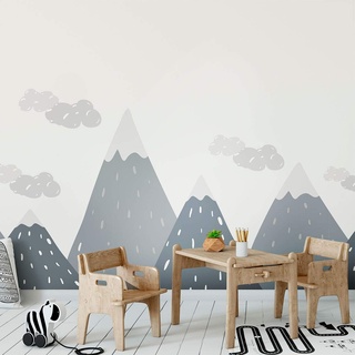 Wandaufkleber, selbstklebend, für Kinder, Riesen-Dekoration, skandinavische Berge für Kinderzimmer, Dinka, 100 x 280 cm