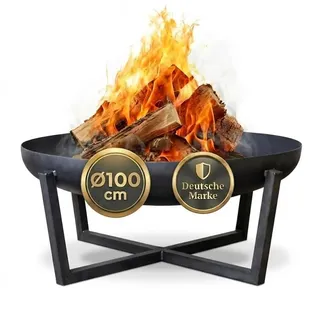 SOUK ONE Feuerschale Madrid 100 cm, Feuerschale - Feuerstelle für den Garten, Funkenschutz, Terrasse und Balkon, Feuertonne und Feuerkorb (Ø 100cm Madrid)