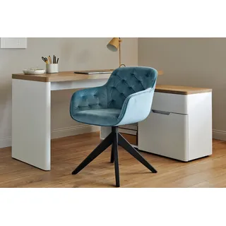Schalenstuhl JAHNKE "KENSINGTON TWIST LOCK", blau (hellblau, schwarz, hellblau), B:57,5cm H:80,5cm T:59,5cm, Polyester, Stühle, Twistlock - dreht sich in Ausgangsposition zurück