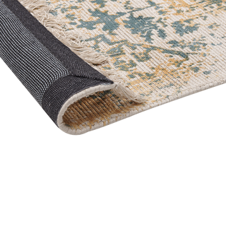 Teppich Viskose senfgelb / grün 160 x 230 cm orientalisches Muster Kurzflor BOYALI