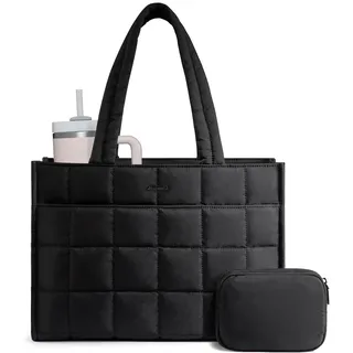 LOVEVOOK Handtasche Damen Shopper Tasche, Puffer Laptoptasche 15,6 Zoll Arbeitstasche Aktentasche, Groß Tote Bag Women Lehrertasche Schultasche Schultertasche Handbags für Uni Business Schule