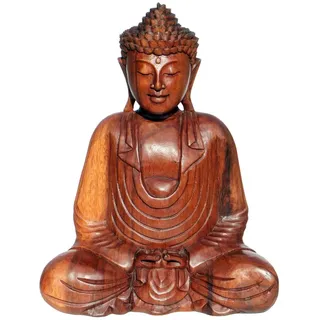 Wogeka Buddhafigur Meditation Buddha Hand unten Holz-Figur Feng Shui 40 cm