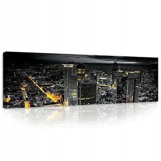 WallArena - Leinwand Bilder - New York Stadt Nacht Landschaft - 135x45 cm Leinwandbilder - Bild auf leinwand - Wandbild XXL groß Wandbilder für Wohnzimmer Schlafzimmer Wohnzimmerbilder Modern
