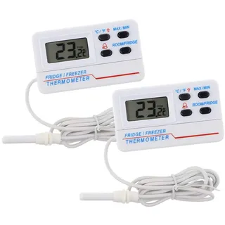 Digitales Kühlschrank-Gefrierschrank-Thermometer mit Temperatur-Warnalarm und Max-Min-Funktion und 1,2 m Kabel – Kühlschrank-Temperaturanzeige zur Überwachung der Aufbewahrung von gekühlten