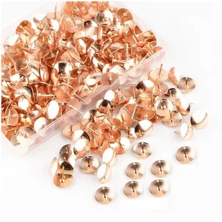 Rockreyoa 400 Stück Reißzwecken 10mm Reißnägel Rundkopfnägel Polsternägel Dekornagel Ziernägel Heftzwecken zum Aufhängen Thumbtacks für DIY Büro mit Kunststoff Aufbewahrungsbox Roségold