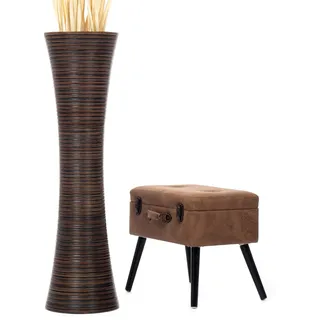 Leewadee Große Bodenvase 105 cm Mangoholz für Pampasgras & Trockenblumen