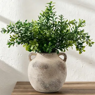 Ton- Und Keramikvase Mit Henkeln – Dekorative Vase Im Rustikalen Stil, Ideal Für Die Inneneinrichtung, Den Landhausstil, Wohnzimmer Und Als Tischdekoration – Grau