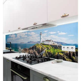 MyMaxxi Dekorationsfolie Küchenrückwand Landschaft mit Leuchtturm selbstklebend braun 180 cm x 60 cm