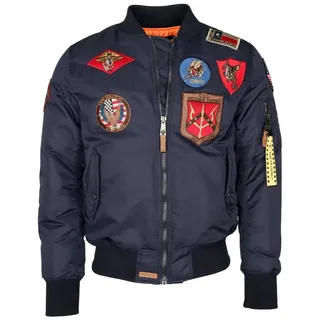 TOP GUN Bomberjacke im Pilotenstil mit Patches TG20191053 blau XXXL