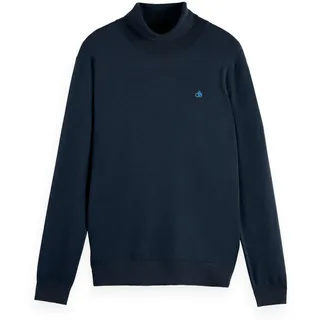 SCOTCH&SODA Herren Rollkragen Strickpullover - Ecovero Blend Turtleneck Sweater, einfarbig Dunkelblau M