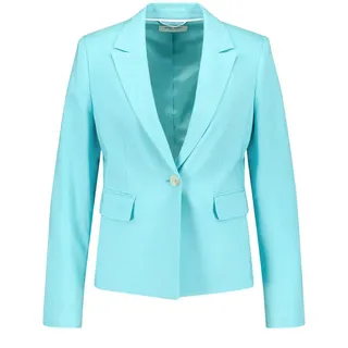 Gerry Weber Damen Klassischer Blazer mit Stretchkomfort geknöpfte Armschlitze, Langarm unifarben Aqua Splash 46 - 46