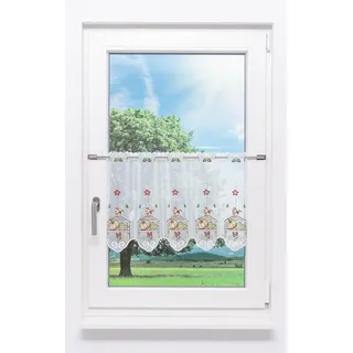 Plauener Spitze Scheibengardine Herbstbank (Bx H) 64.40cm * 40cm Rot/Mehrfarbig