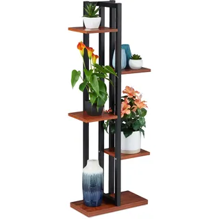 Relaxdays Pflanzenregal mit 5 Ablagen 117 x 43 x 22 cm Braun