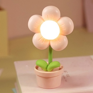 Tragbares Nachtlicht, Nachttischlampe Beleuchtungs-Blumen-Tischlampe für Kinder Rosa