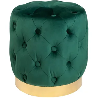 Riess Ambiente Eleganter Hocker MODERN BAROCK 37cm dunkelgrün Gold Samt Sitzhocker Samthocker