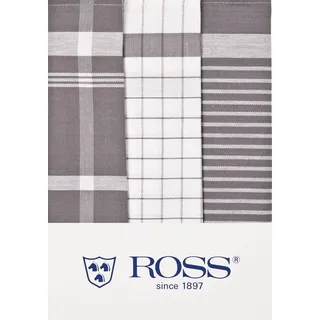 Ross 3er Pack Halbleinen Geschirrtücher Exclusiv 50x70 cm | silber - grau