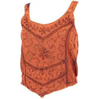 Guru-Shop T-Shirt Besticktes Top Boho chic, Hippie Top - rostorange Festival, Ethno Style, alternative Bekleidung orange