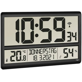 TFA Dostmann Digitale Funkuhr mit Raumklima  (Schwarz, 36 x 2,8 x 23,5 cm)