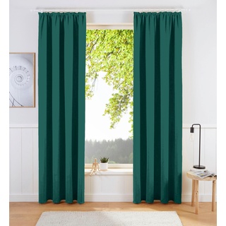 Vorhang MY HOME "Sola" Gardinen Gr. 145 cm, Kräuselband, 130 cm, grün (dunkelgrün) Kräuselband Breite 130 cm und 270 cm, einfarbig, Verdunkelung, Überbreite