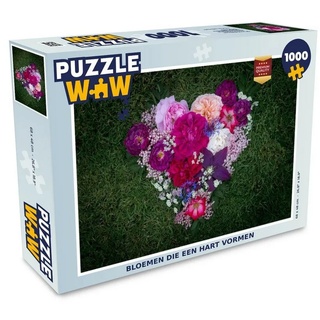 MuchoWow Puzzle Blumen - Herz - Gras - Flora, 1000 Puzzleteile, Foto-Puzzle, Bilderrätsel, Puzzlespiele, Klassisch bunt