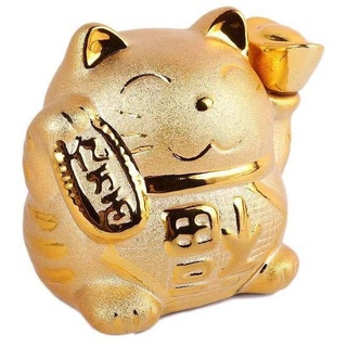 Maneki Neko Spardose, Motiv: Katze, goldfarben