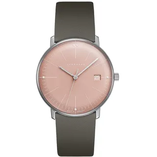 JUNGHANS 47/4555.02 max bill Damenuhr mit Lederband Grau/Rosa