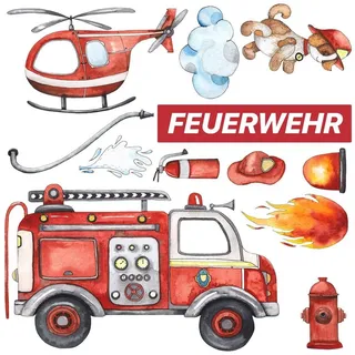 WANDKIND Wandtattoo Feuerwehr Set V246, selbstklebend 60 cm x 60 cm