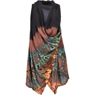 Guru-Shop Longbluse Unikat Batik Cardigan, Boho Westen Tunika, Boho.. alternative Bekleidung braun|schwarz