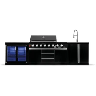 Goriller Outdoorküche, Schwarz Hochglanz, Metall, 330x90x58 cm, CE, Grills & Outdoor-Küchen, Gasgrills