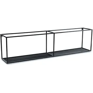HowHomely Wandregal Schwarz aus Metall | Wanddeko Wohnzimmer 30x120x20 cm | Bücherregal Wand oder Küchenregal Hängend | Regalbrett für Schlafzimmer Bad oder Café