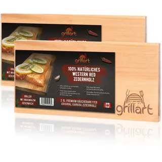 grillart® 2 Pack XL Grillbretter (Doppelpack 4 STK) - Zedernholzbrett zum Grillen - Räucherbretter aus Zedernholz hergestellt aus 100% natürlichem Western Red Zedernholz