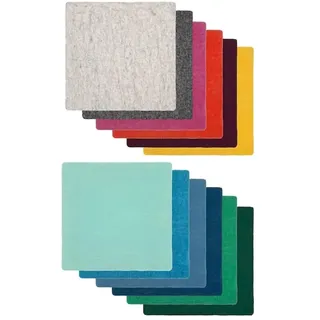 Nepalaya - Flaches Sitzkissen (1 Stück) aus 100% Wolle gefilzt, eckig, 40x40 cm, Bunte Stuhlkissen aus Filz - handgemacht - fair Trade aus Nepal (türkis)
