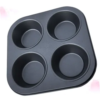 Muffinblech Muffinform Groß mit 4 Mulden aus Kohlenstoffstahl Schwarz | Antihaft, für Cupcakes und Muffins, Hitzebeständig, Leicht zu Reinigen, für Zuhause und Backstube
