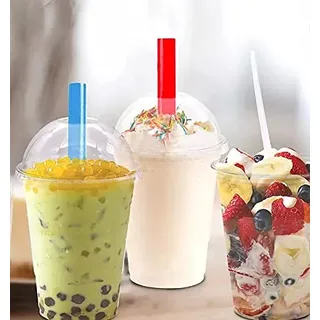 Ol-Gastro-Bedarf 100 Smoothiesbecher + Domdeckel mit Öffnung 400 ml, 0,4ml, PET, glasklar