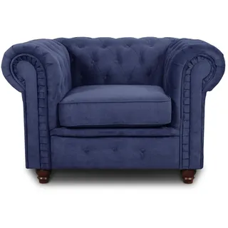 Sofnet Ohrensessel Asti 1, Chesterfield Sessel, Sofagarnitur, Glamour Couch blau