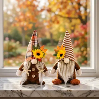 Herbstdeko Wichtel, 2 Stück Herbstdeko, Ahornblatt Sonnenblume Herbst Deko | Ahornblatt Design, Tischdekoration, Wohnzimmer Accessoire, Halloween Thanksgiving Deko, Weihnachtsdekoration