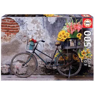 Educa - Puzzle 500 Teile für Erwachsene | Fahrrad mit Blumen, 500 Teile Puzzle für Erwachsene und Kinder ab 11 Jahren, Sonnenblume, Gladiole (17988)