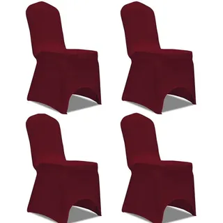 furnicato Hussen-Set Bordeaux Stuhlabdeckung für Stühle bis 100 cm - 4 Stück, Dehnbare Stuhlhusse aus Polyester für Hochzeiten und Konferenzen rot