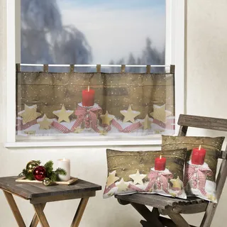 Dekokissen WECKBRODT "Holzsterne" Gr. 1, braun (multi, bedruckt), B:30cm L:50cm, Polyester, Dekokissen_Sitzkissen_Kissenhüllen, Velour, Weihnachten, Kissenhülle ohne Füllung, 1 Stück