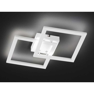 WOFI LED Deckenleuchte, LED fest integriert, Warmweiß, indirekte Decken-Beleuchtung Treppenhaus, Flurlampe flach Weiß 34x34cm weiß