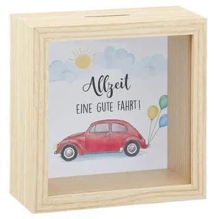 Meinposten Spardose Sparbüchse 12 Hintergrundbilder Holz Glas Sparschwein Bilderrahmen, (1-tlg) braun
