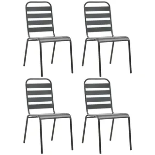 vidaXL Gartenstühle 4 Stk. Lattendesign Stahl Dunkelgrau